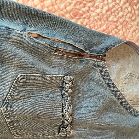 Denim Pocket Pinafore Mini Dress - Picture 6 of 8